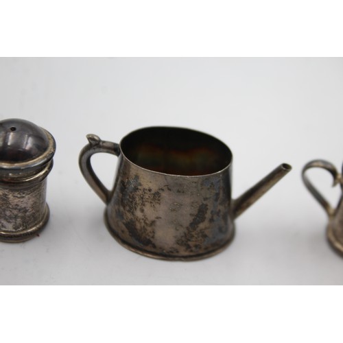 32 - 3 x Antique / Vintage .925 STERLING SILVER Miniatures Inc  Watering Can Etc 30g  In antique / vintag... 