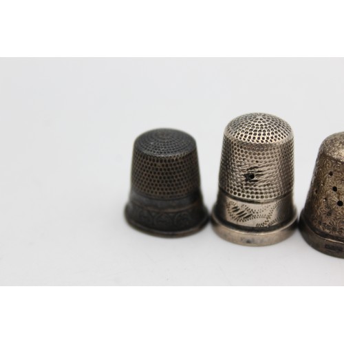 37 - 5 x Antique Vintage Hallmarked .925 STERLING SILVER Thimbles Inc Chester (18g)  In antique / vintage... 