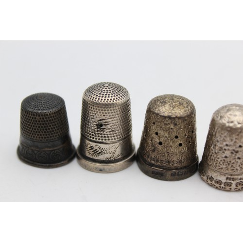 37 - 5 x Antique Vintage Hallmarked .925 STERLING SILVER Thimbles Inc Chester (18g)  In antique / vintage... 