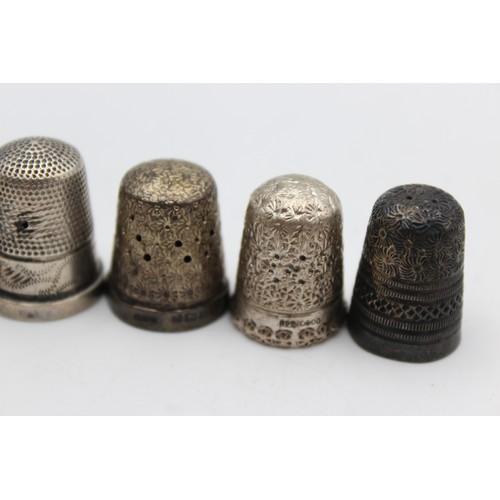 37 - 5 x Antique Vintage Hallmarked .925 STERLING SILVER Thimbles Inc Chester (18g)  In antique / vintage... 