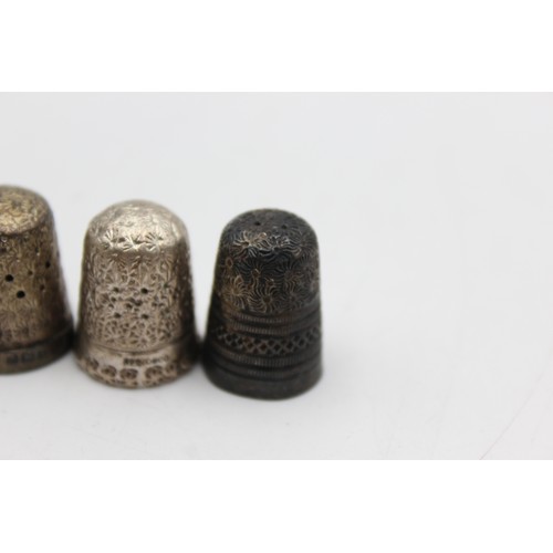 37 - 5 x Antique Vintage Hallmarked .925 STERLING SILVER Thimbles Inc Chester (18g)  In antique / vintage... 