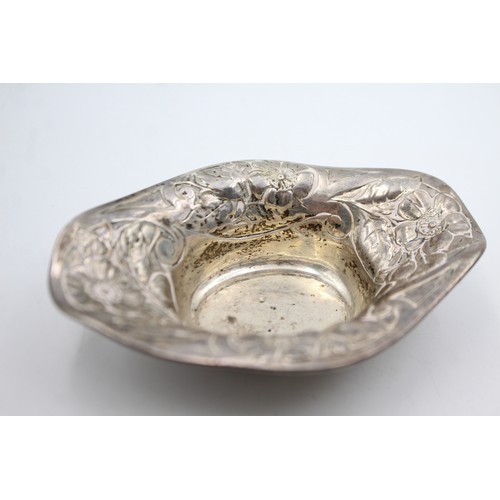 40 - Antique / Vintage .930 SILVER Ornate Bon Bon / Trinket Dish w/ Floral Detail 38g  XRF TESTED FOR PUR... 