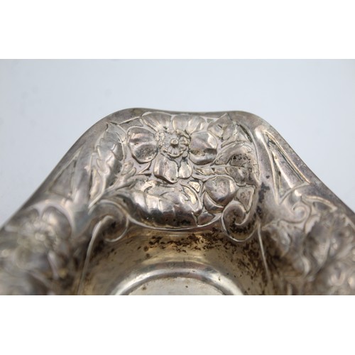 40 - Antique / Vintage .930 SILVER Ornate Bon Bon / Trinket Dish w/ Floral Detail 38g  XRF TESTED FOR PUR... 