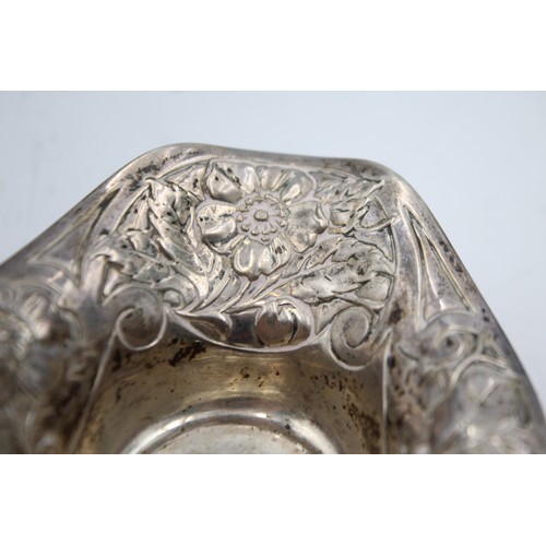 40 - Antique / Vintage .930 SILVER Ornate Bon Bon / Trinket Dish w/ Floral Detail 38g  XRF TESTED FOR PUR... 