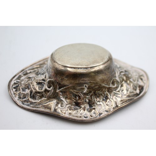 40 - Antique / Vintage .930 SILVER Ornate Bon Bon / Trinket Dish w/ Floral Detail 38g  XRF TESTED FOR PUR... 