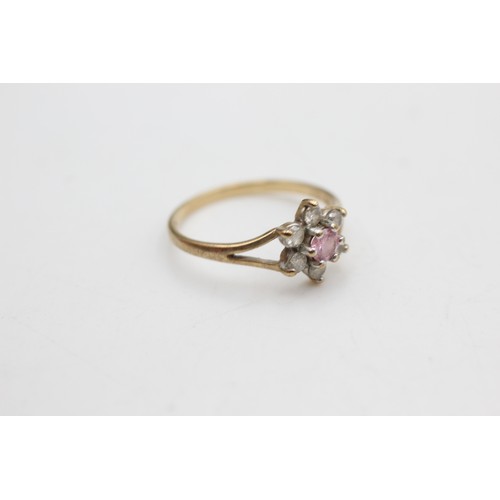 84 - 9ct gold clear and pink gemstone ring (1.4g)       172239