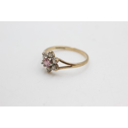 84 - 9ct gold clear and pink gemstone ring (1.4g)       172239