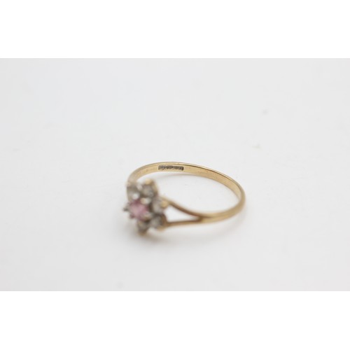 84 - 9ct gold clear and pink gemstone ring (1.4g)       172239