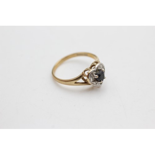 85 - 9ct gold diamond and sapphire ring (1.5g)       216797