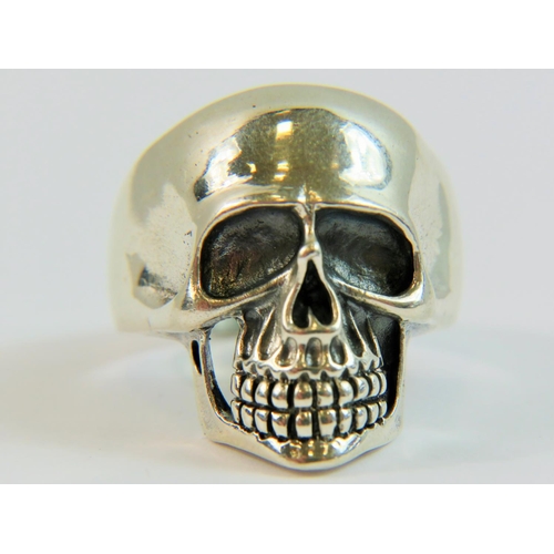 103 - 925 Silver Skull Ring. Very large size, finger size 'Z-5'  13.9g