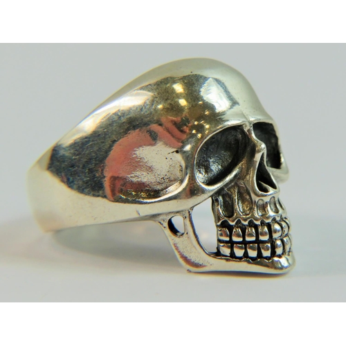 103 - 925 Silver Skull Ring. Very large size, finger size 'Z-5'  13.9g