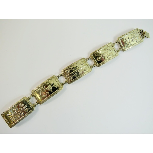 107 - Halllmarked Sterling Silver panel Bracelet, 7 inches long,  London 1945, Each panel is hallmarked an... 