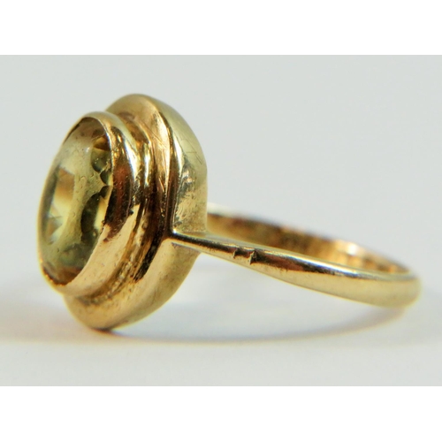 114 - 9ct Yellow Gold Cocktail ring set with a large oval Citrene. Finger size 'L'   2.5g Hallmarked for B... 