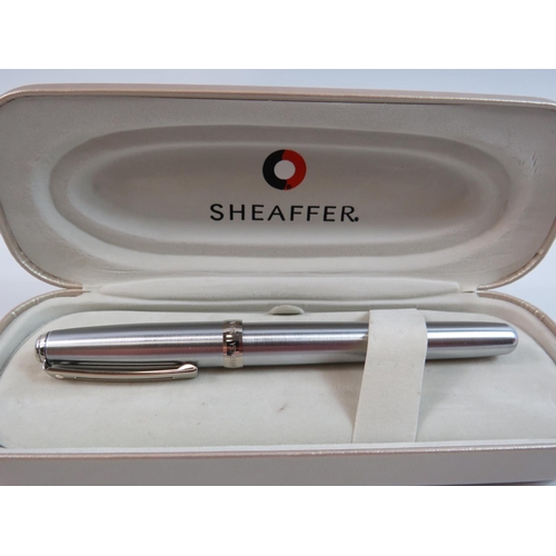 185 - Boxed Sheaffer Prelude stainless steel fountain pen. See photos.