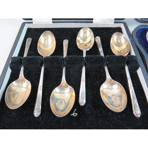 190 - Two boxed Solid Silver Teaspoon sets. Both in silk and velvet lined boxes. All Halllmarked with Birm... 