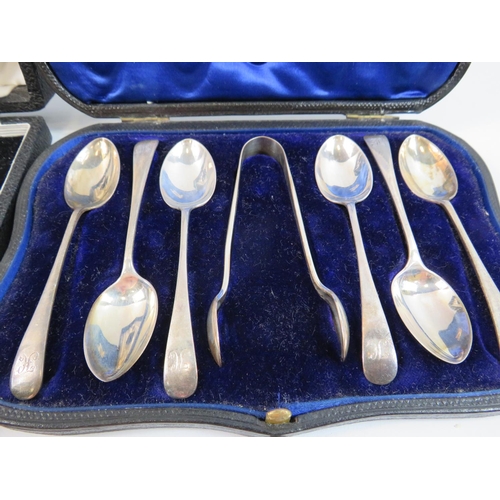 190 - Two boxed Solid Silver Teaspoon sets. Both in silk and velvet lined boxes. All Halllmarked with Birm... 