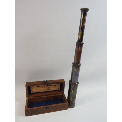 192 - Reproduction Four chamber Marine Telescope in Rosewood box. See photos.