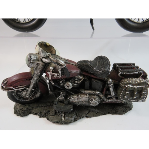 199 - Tinplate model of a Motorcycle based on a Norton Commando in good order along with a Resin model mot... 