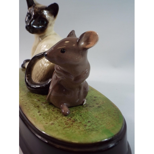 205 - Beswick cat and mouse on a ceramic base 