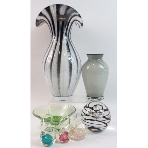 232 - Selection of art glass including a large 35cm Linea vase.