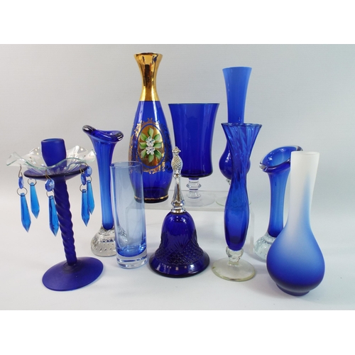 239 - Good Selection of Blue art glass.