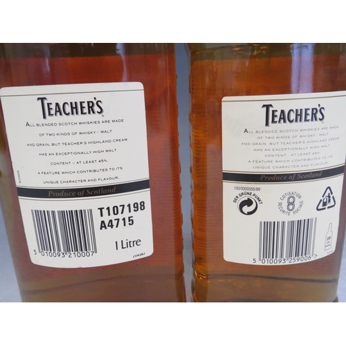 422 - Two Full and Unopened Bottles of Teachers Highland Cream Scotch Whisky. One 1.0 Litre, One 70CL's se... 