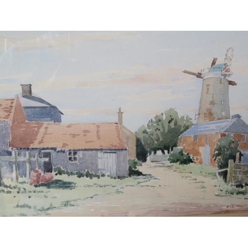 429 - Framed and mounted watercolour under glass of Sutton Mill Nr Lowestoft.  A E Baggott.  22 x 17 inche... 