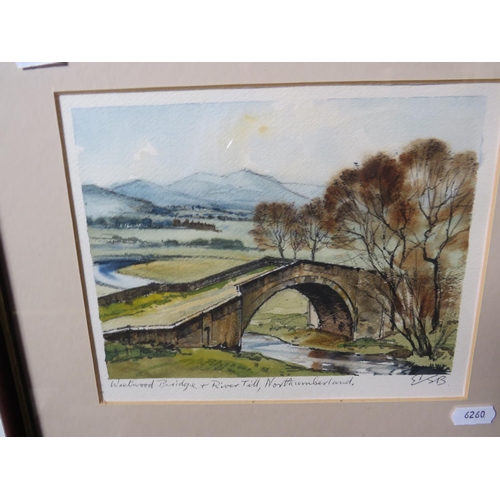 432 - Trio of framed and mounted watercolours under glass. See photos.