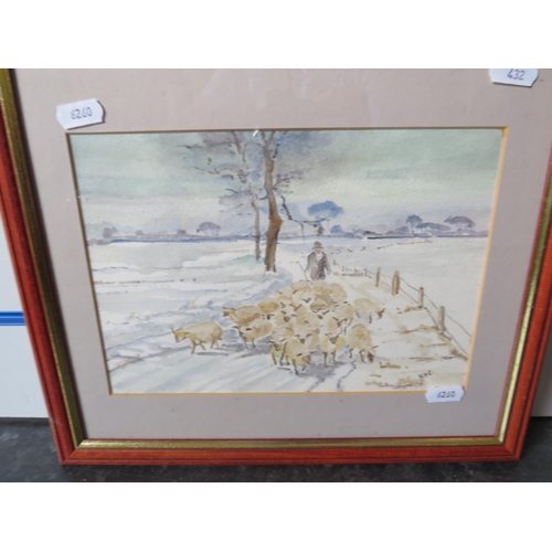 432 - Trio of framed and mounted watercolours under glass. See photos.