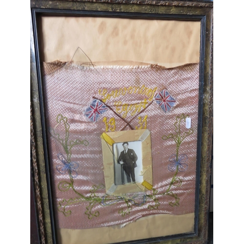 440 - Three Vintage RAF framed and mounted photos with embroidered mounts. All date from 1930's era. See p... 