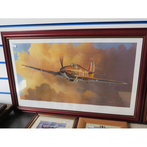 441 - Selection of Framed and Mounted Prints of WW2 aircraft, one signed by squadron members. See photos.