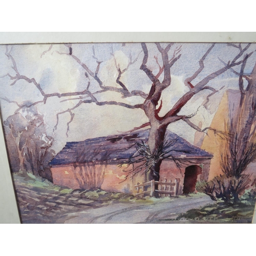 445 - Four Framed and mounted watercolours under glass of local scenes by Harold Astwood. Largest being 23... 