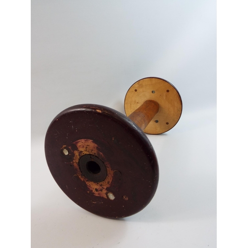 297 - Large wooden loom spool or yarn bobbin which stands approx 16