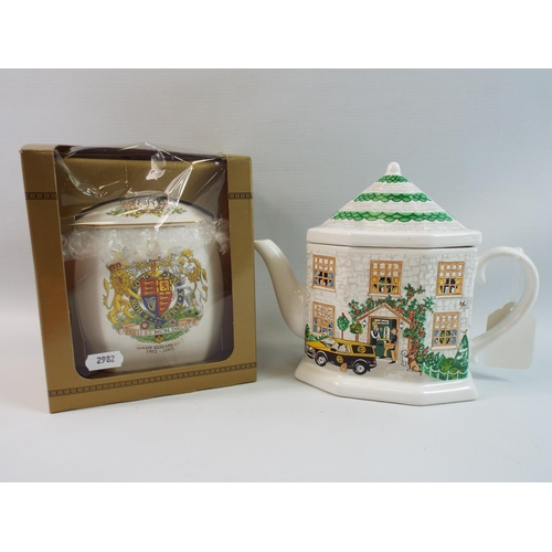 304 - Ringtons collectors teapot & Comemorative caddy.