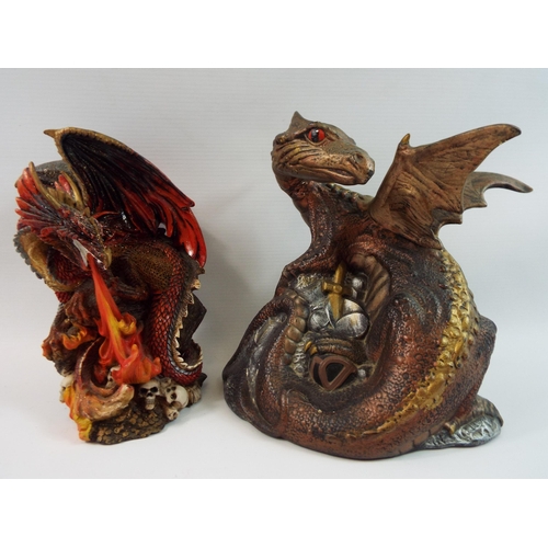 309 - 2 Dragon figurines standing approx 9