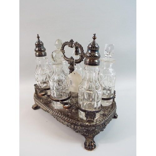 328 - Silver plated and glass cruet set (A/F)