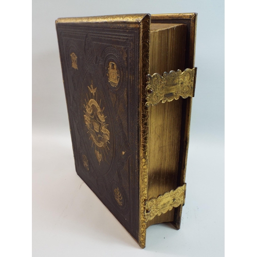 348 - Large brass bound vintage bible.