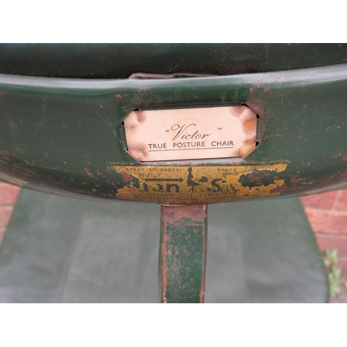 505 - 1930's Tan-Sad, Victor, True Posture Engineers/Machinists chair, Metal construction in good order. S... 