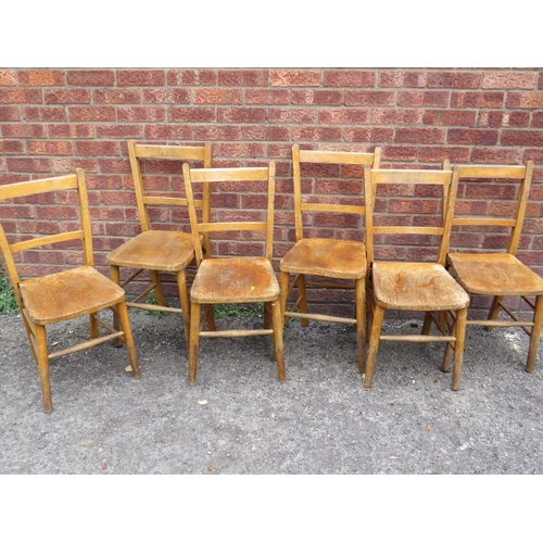 525 - Six charming 1920's era oak school chairs. Possibly local origin. See photos.