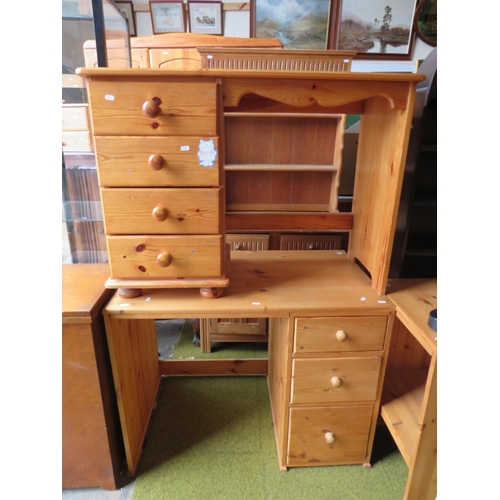 526 - Two pine desks each have drawers to one side. See photos.