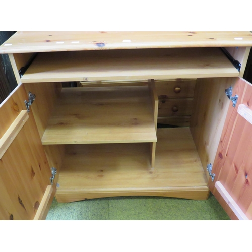 531 - Useful and well made pine computer desk with sliding keyboard drawer. H:33 x W:35 X D:20 inches. See... 