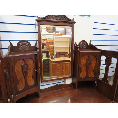 544 - Interesting late 19th Century dressing table with Art Nouveau styling . Tilting Bevelled glass centr... 