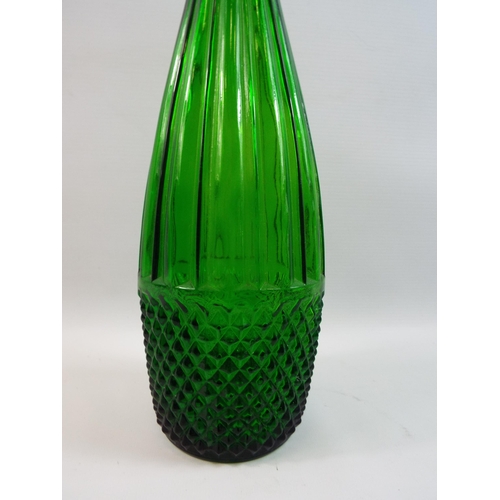 398 - Green glass Empoli bottle with original stopper, 25