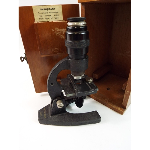 477 - Vintage britex minor 3823 Microscope in original wooden case.