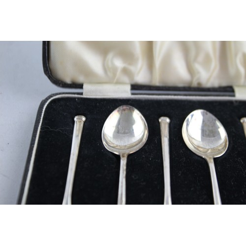 603 - 6 x Vintage Hallmarked 1938 Birmingham STERLING SILVER Teaspoons Cased (39g)    Maker - W H Haseler ... 