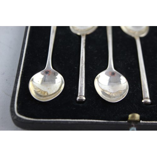 603 - 6 x Vintage Hallmarked 1938 Birmingham STERLING SILVER Teaspoons Cased (39g)    Maker - W H Haseler ... 