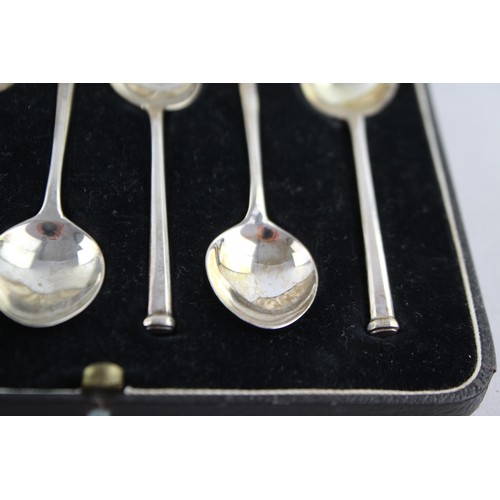 603 - 6 x Vintage Hallmarked 1938 Birmingham STERLING SILVER Teaspoons Cased (39g)    Maker - W H Haseler ... 