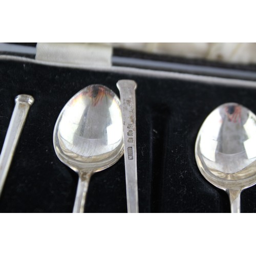 603 - 6 x Vintage Hallmarked 1938 Birmingham STERLING SILVER Teaspoons Cased (39g)    Maker - W H Haseler ... 