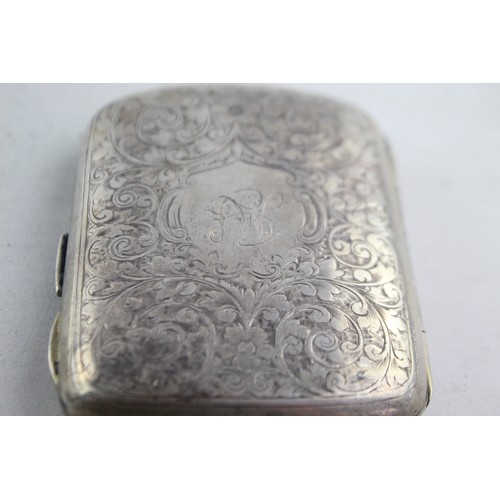 611 - Antique Hallmarked 1899 Chester STERLING SILVER Plain Cigarette Case (93g)    w/ Personal Engraving ... 