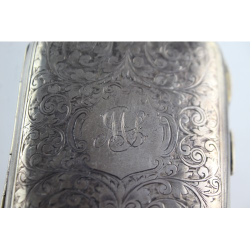 611 - Antique Hallmarked 1899 Chester STERLING SILVER Plain Cigarette Case (93g)    w/ Personal Engraving ... 